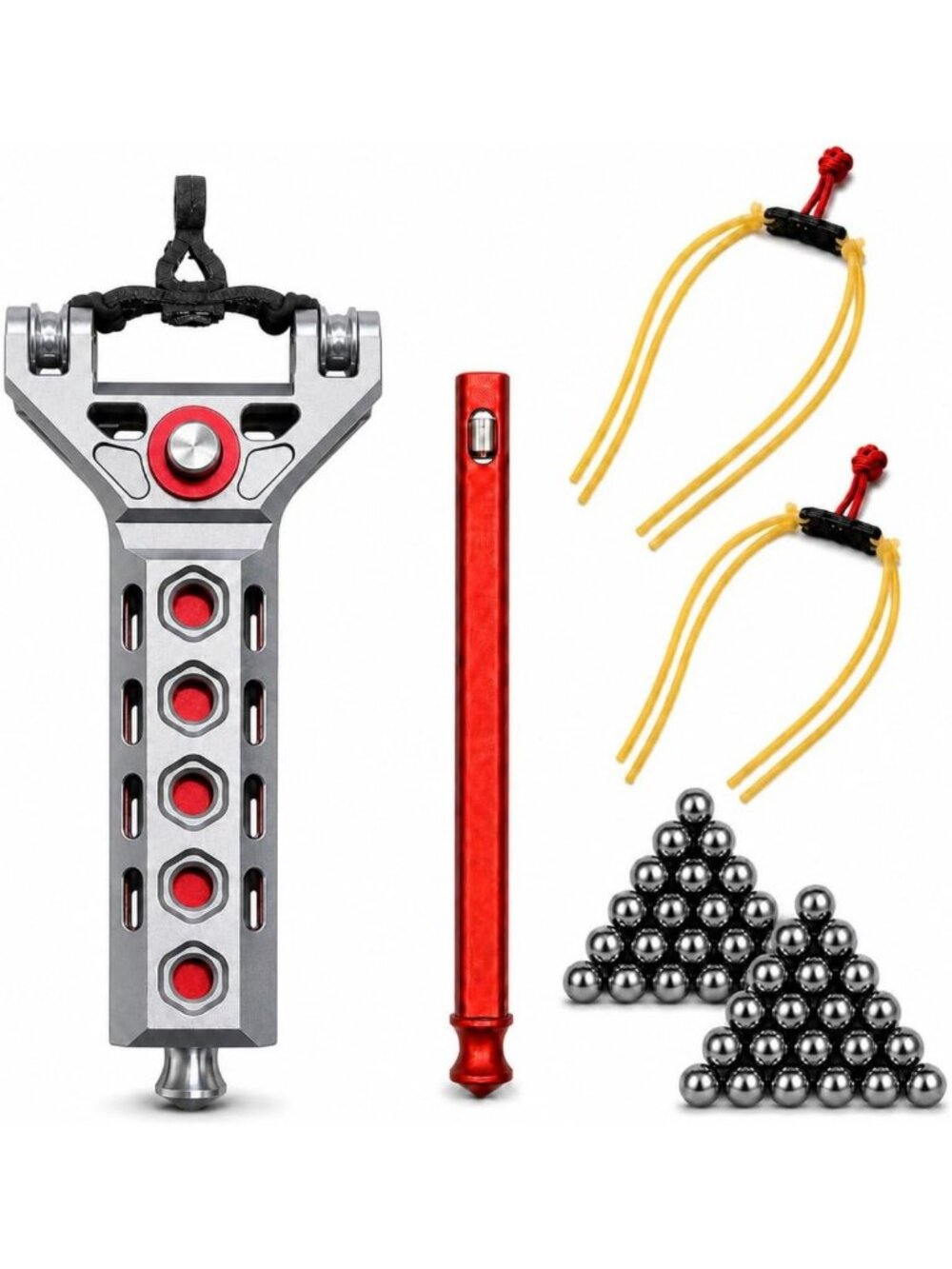 Adult Slingshot Set with Auto-Loading Magazine, 2 Bands & 100 Ammo Balls